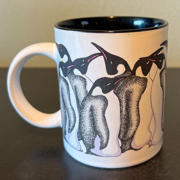 Vintage BANANA APPEAL Penguins Ceramic Coffee Tea Mug with Art by James Harter - Picture 1 of 14